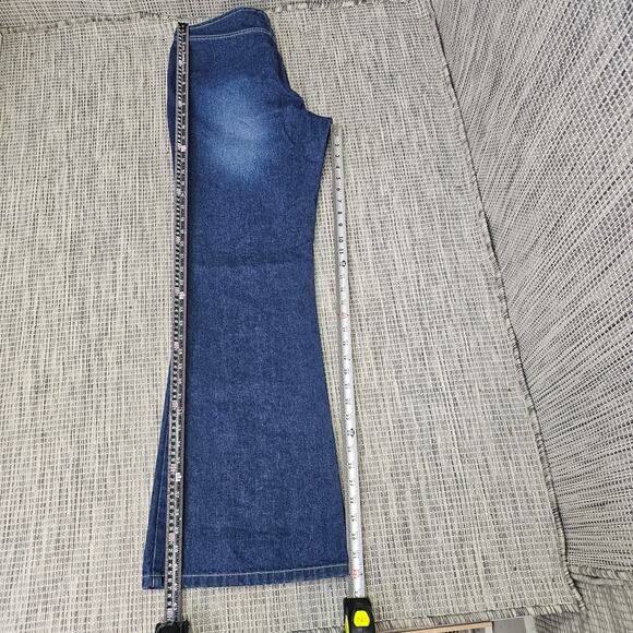 Tommy Hilfiger Jeans Womens 10 y2k Low Rise Dark Wash Blue Denim Wide Leg Pocket - Picture 7 of 14